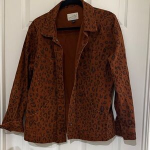 Leopard Print Brown Denim Jacket